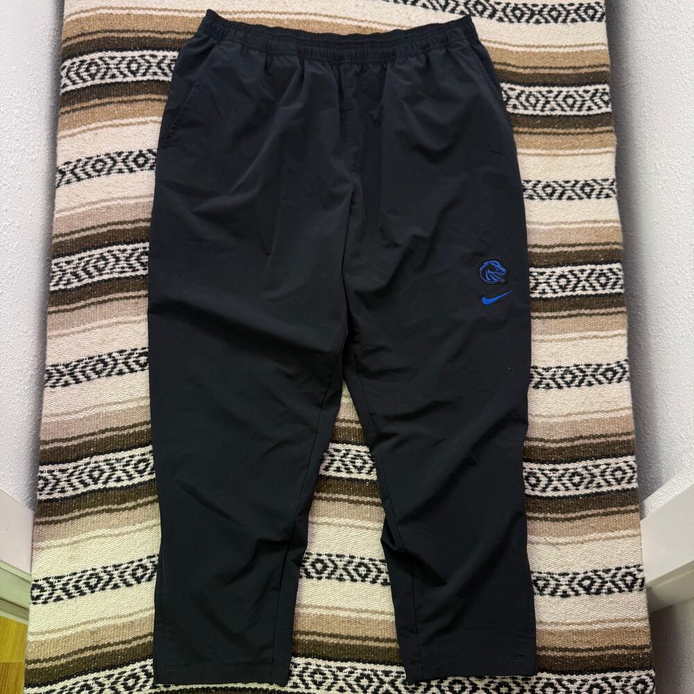 Men's Nike Boise State Broncos Black Blue Nylon Track Pants Sweatpants Sz 2XL